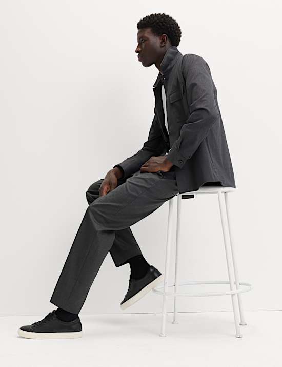 Cotton Blend Smart Elasticated Waist Trousers