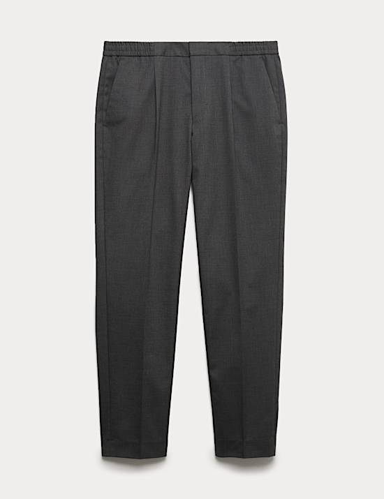 Cotton Blend Smart Elasticated Waist Trousers