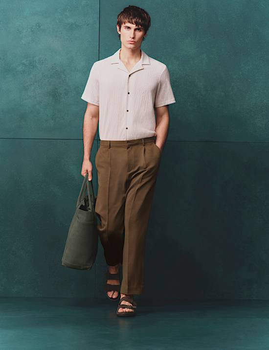 Relaxed Fit Lyocell Rich Pleat Front Trousers
