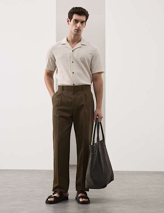 Relaxed Fit Lyocell Rich Pleat Front Trousers