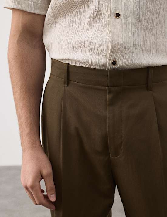 Relaxed Fit Lyocell Rich Pleat Front Trousers