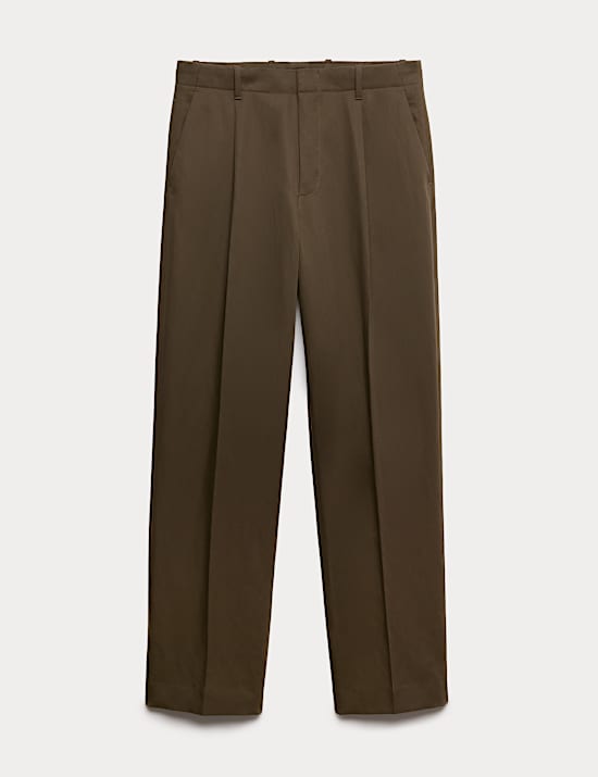 Relaxed Fit Lyocell Rich Pleat Front Trousers