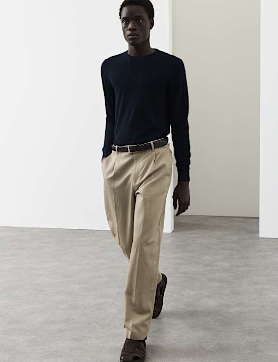 Relaxed Fit Lyocell Rich Pleat Front Trousers