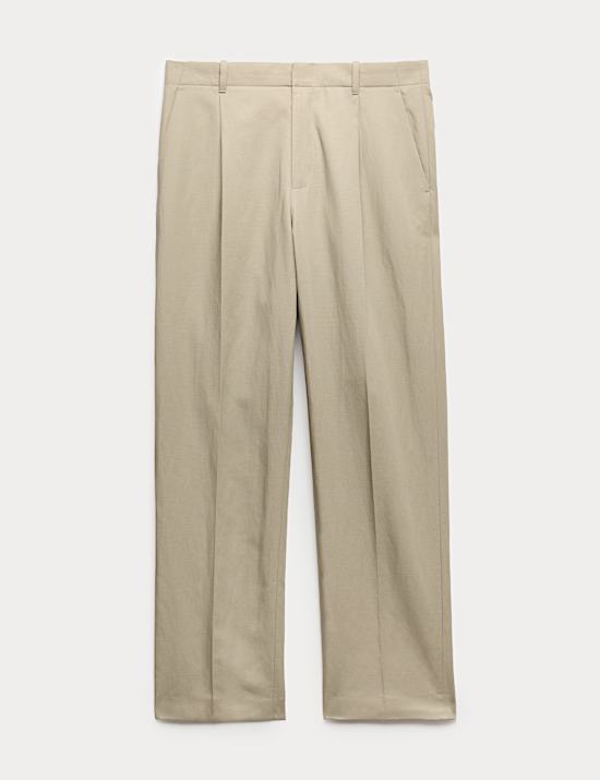 Relaxed Fit Lyocell Rich Pleat Front Trousers