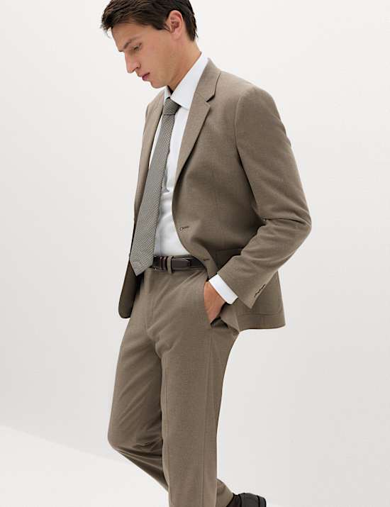 Tailored Fit Flannel Smart Trousers