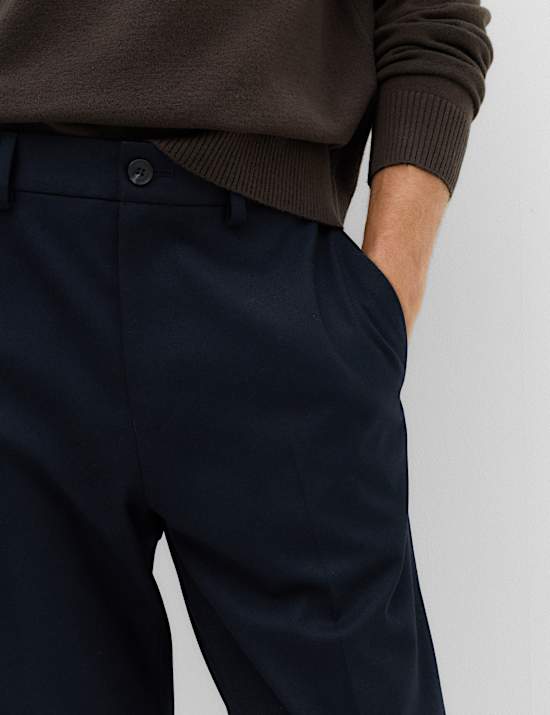 Tailored Fit Flannel Smart Trousers
