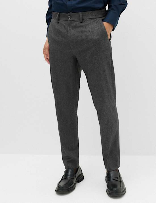 Tailored Fit Flannel Smart Trousers