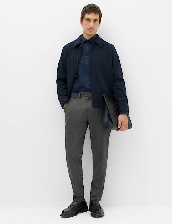 Tailored Fit Flannel Smart Trousers
