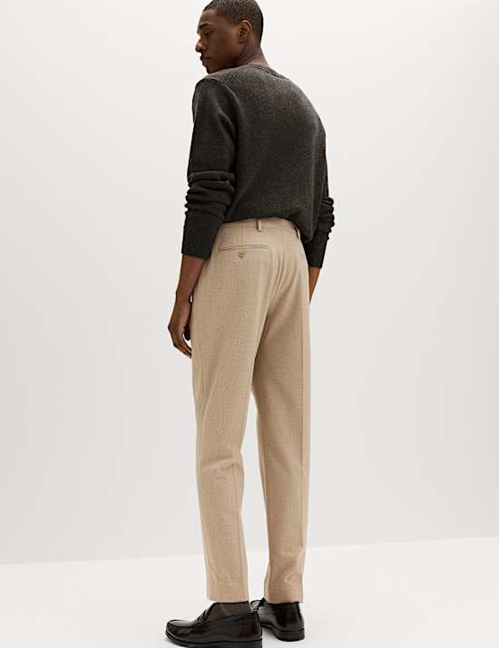 Tailored Fit Flat Front Puppytooth Trousers