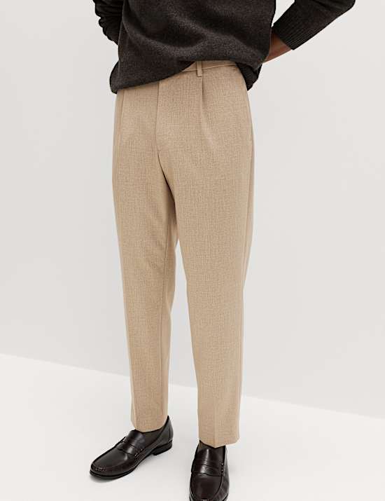 Tailored Fit Flat Front Puppytooth Trousers