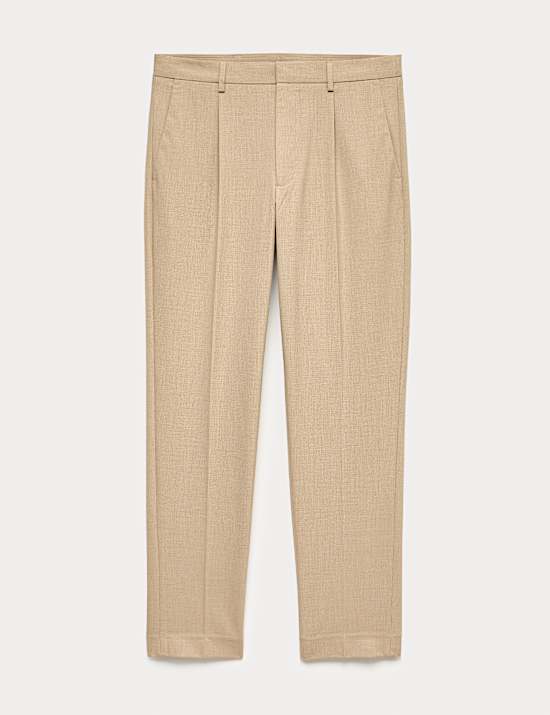 Tailored Fit Flat Front Puppytooth Trousers