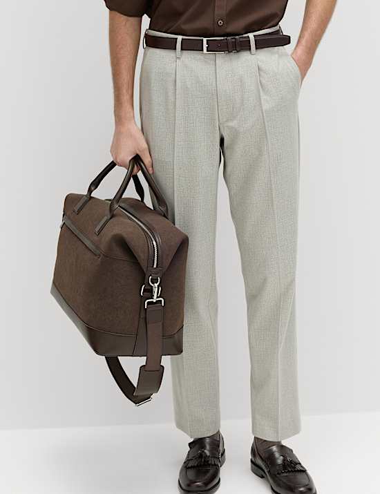 Tailored Fit Flat Front Puppytooth Trousers