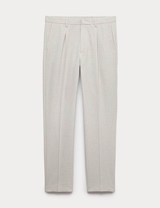 Tailored Fit Flat Front Puppytooth Trousers