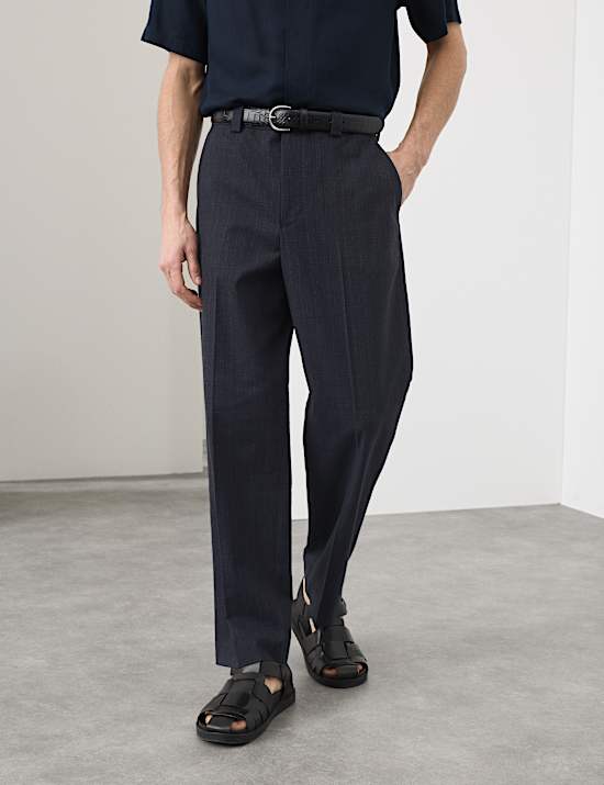 Relaxed Fit Textured Trousers