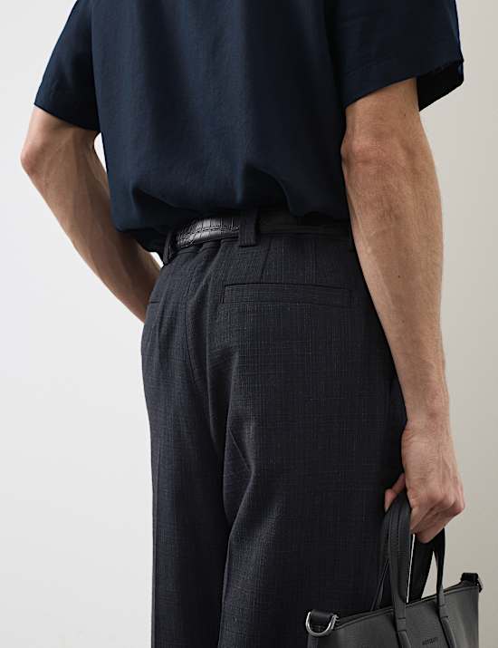 Relaxed Fit Textured Trousers