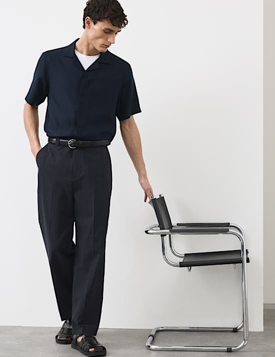 Relaxed Fit Textured Trousers