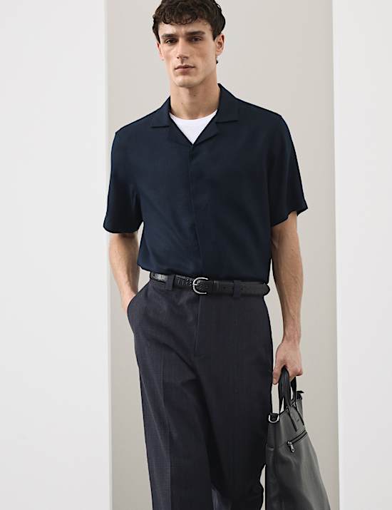 Relaxed Fit Textured Trousers