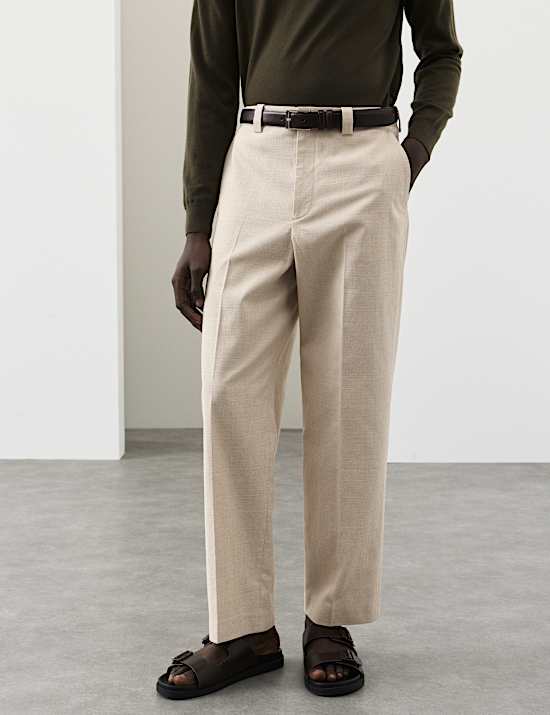 Relaxed Fit Textured Trousers