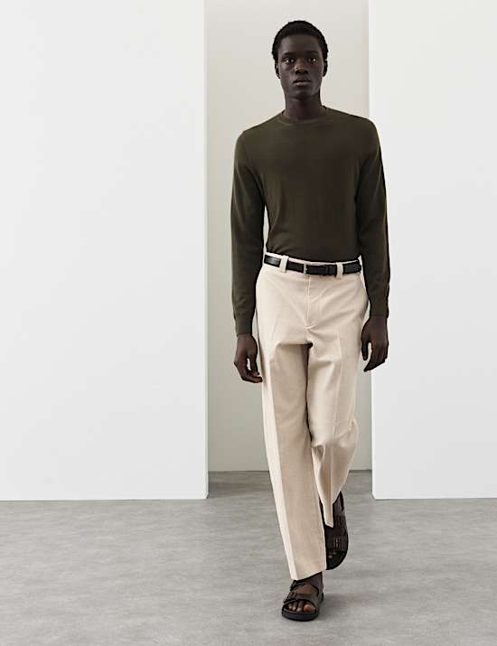 Relaxed Fit Textured Trousers