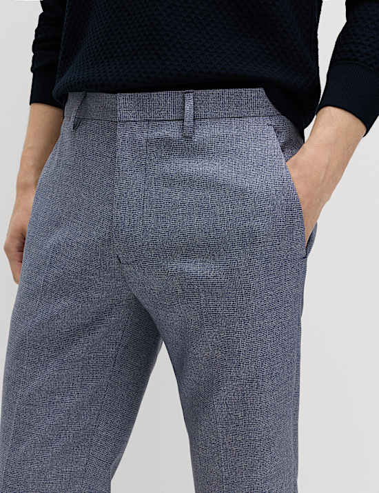 Tailored Fit Micro Grid Trousers