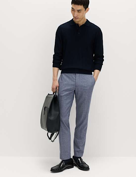 Tailored Fit Micro Grid Trousers