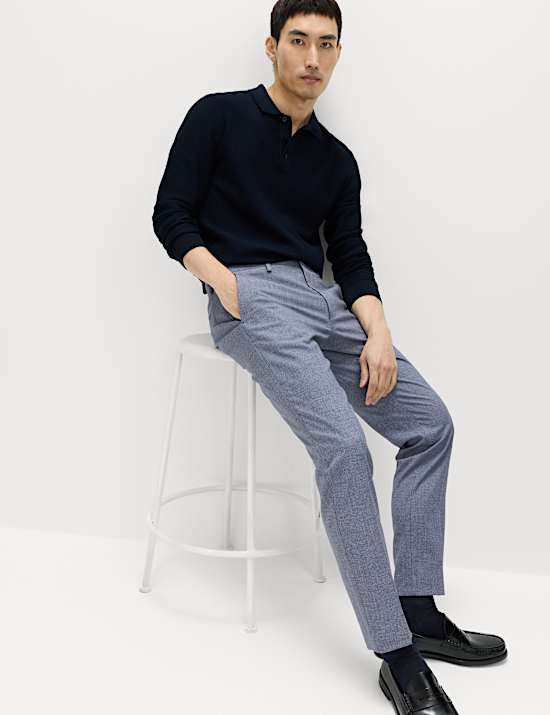 Tailored Fit Micro Grid Trousers