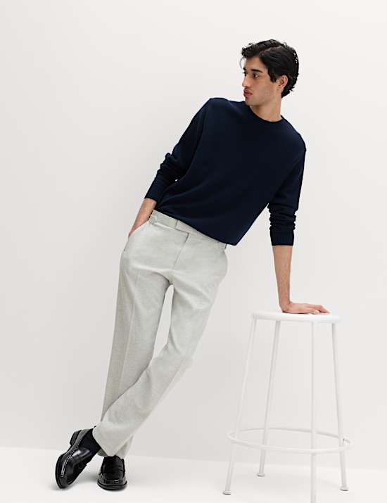 Tailored Fit Herringbone Trousers