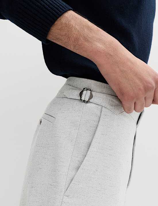 Tailored Fit Herringbone Trousers