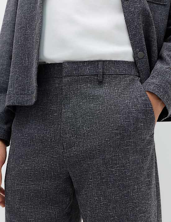 Relaxed Fit Textured Stretch Trousers