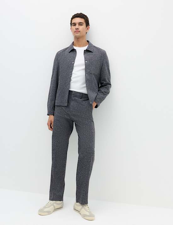 Relaxed Fit Textured Stretch Trousers