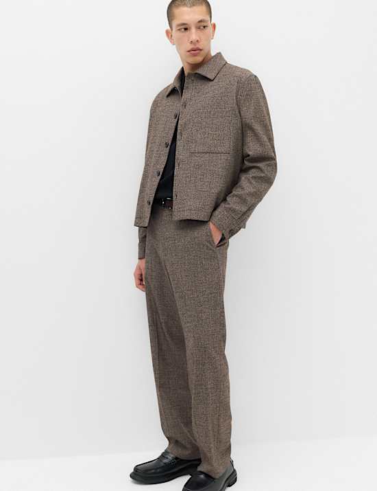 Relaxed Fit Boucle Textured Smart Trousers