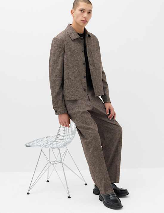 Relaxed Fit Boucle Textured Smart Trousers