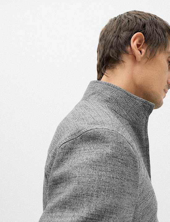 Regular Fit Textured Funnel Neck Suit Jacket