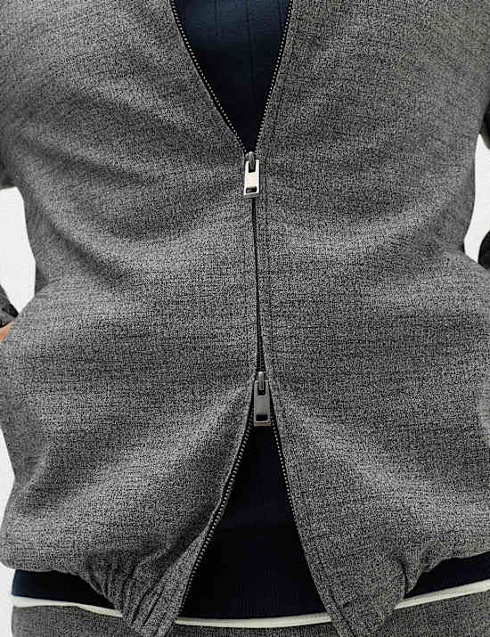 Regular Fit Textured Funnel Neck Suit Jacket