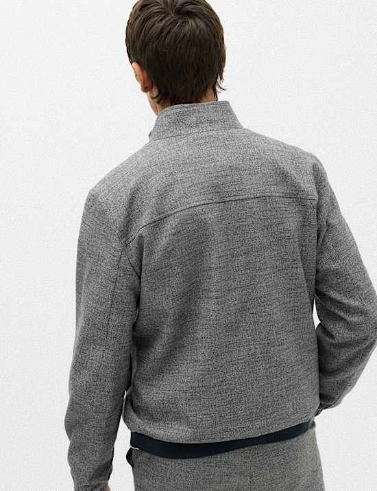 Regular Fit Textured Funnel Neck Suit Jacket