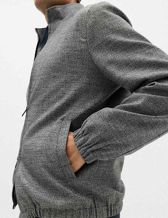 Regular Fit Textured Funnel Neck Suit Jacket