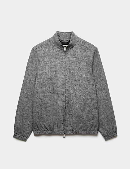 Regular Fit Textured Funnel Neck Suit Jacket