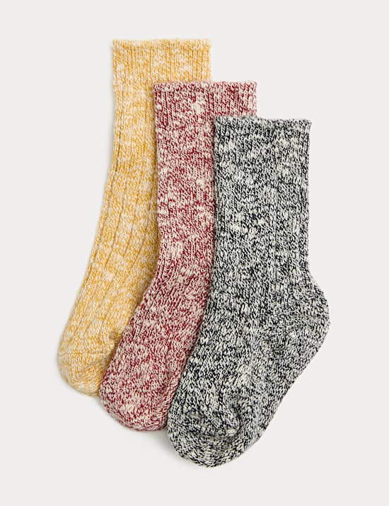3pk Cotton Rich Ribbed Socks