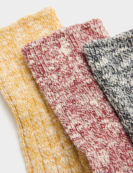 3pk Cotton Rich Ribbed Socks