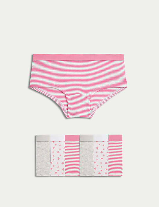 7pk Cotton Rich Stripes & Stars Shorts (5-16 Yrs)