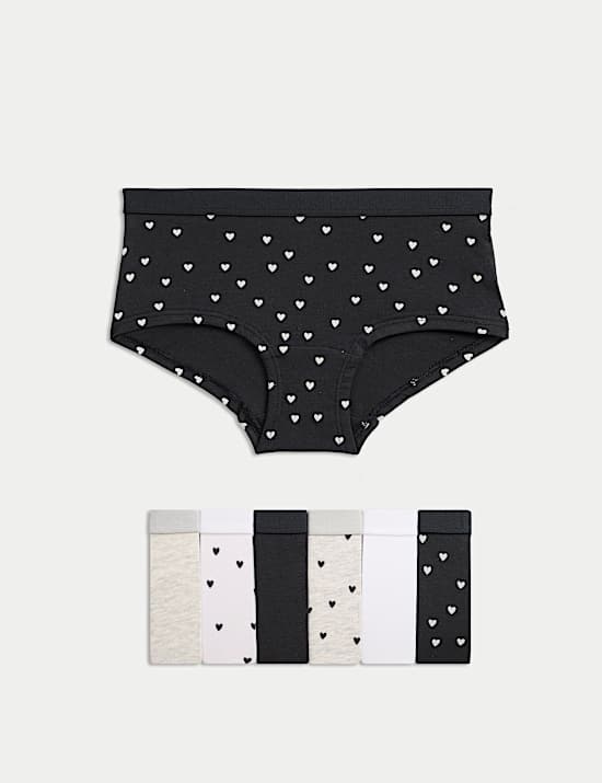 Set van 7 katoenrijke shorts met hartjesprint (5-16 jaar)
