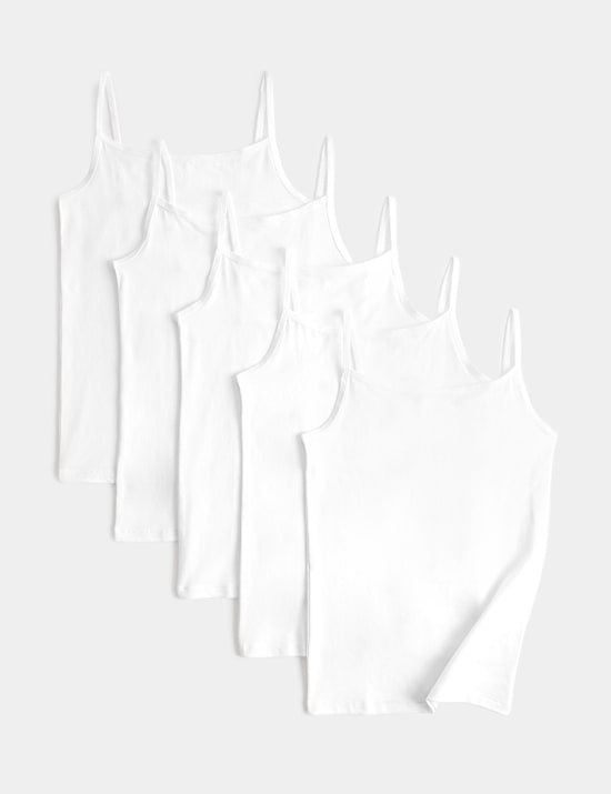 5 Pack Cotton Rich Plain Camis (2-14 Yrs)