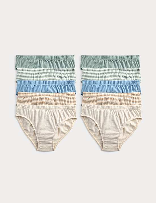 Lot de 10 slips 100 % coton à rayures et unis (du 2 au 14 ans)