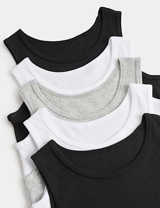 5 Pack Pure Cotton Vests (2-14 Yrs)