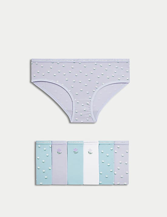 7pk Cotton with Stretch Floral Knickers (2-12 Yrs)