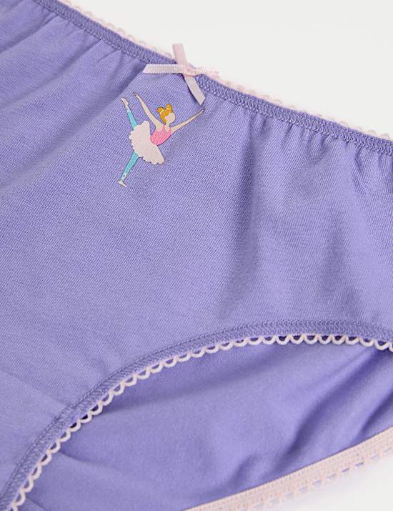 Ελαστικά βαμβακερά σλιπ με σχέδιο μπαλαρίνες, σετ των 7 (2-12 ετών)