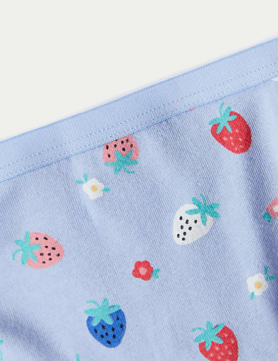 7pk Cotton with Stretch Fruit Print Knickers (2-12 Yrs)