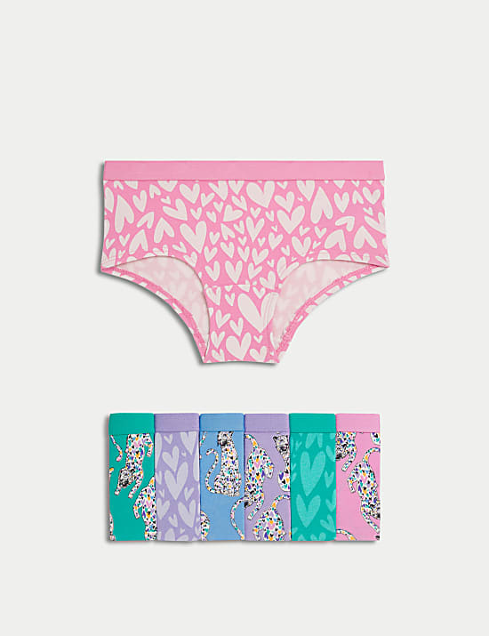 7pk Cotton with Stretch Leopard Shorts (5-16 Yrs)