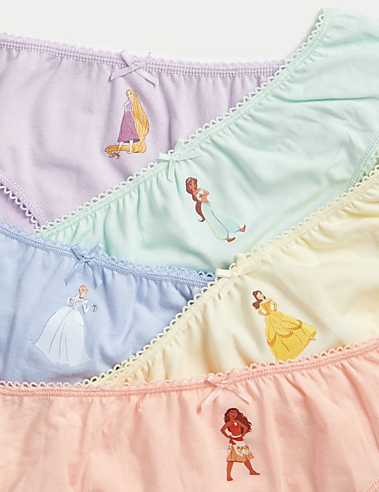 5pk Cotton with Stretch Disney Princess™ Knickers (2-10 Yrs)