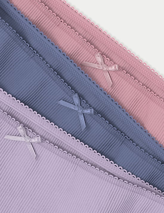 7pk Cotton with Stretch Ribbed Knickers (2-12 Yrs)